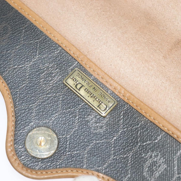 Christian Dior Honeycomb Canvas Shoulder Bag PVC Brown Gold Auth BA2557