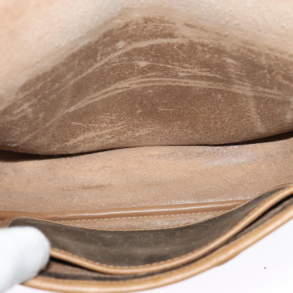 Christian Dior Honeycomb Canvas Shoulder Bag PVC Brown Gold Auth BA2557