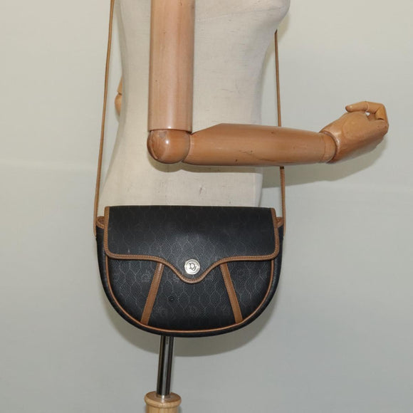 Christian Dior Honeycomb Canvas Shoulder Bag PVC Brown Gold Auth BA2557