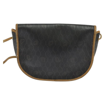 Christian Dior Honeycomb Canvas Shoulder Bag PVC Brown Gold Auth BA2557 - 0