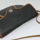 Christian Dior Honeycomb Canvas Shoulder Bag PVC Brown Gold Auth BA2557-6