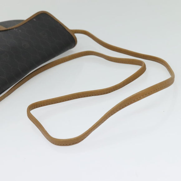 Christian Dior Honeycomb Canvas Shoulder Bag PVC Brown Gold Auth BA2557