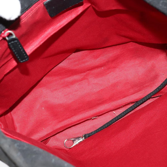 BVLGARI Logo Mania Tote Bag Canvas Black Silver Auth BA2558