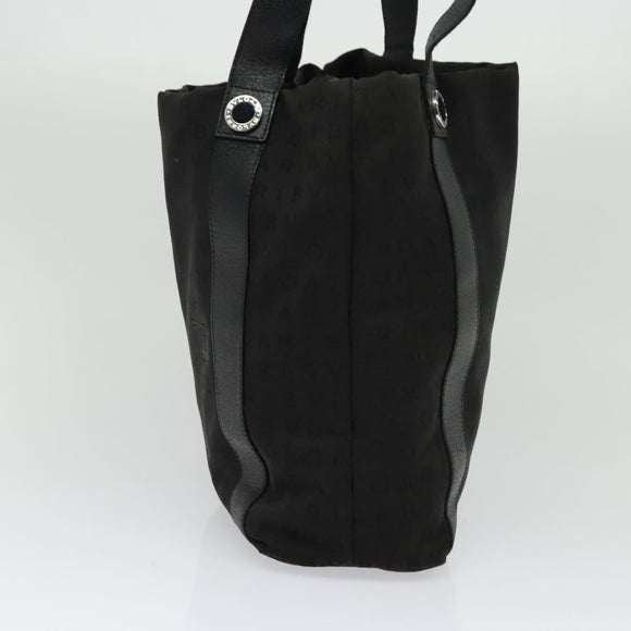 BVLGARI Logo Mania Tote Bag Canvas Black Silver Auth BA2558