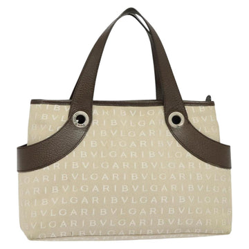 BVLGARI Logo Mania Tote Bag Canvas Beige Silver Auth BA2559 - 0