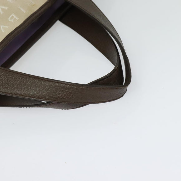 BVLGARI Logo Mania Tote Bag Canvas Beige Silver Auth BA2559