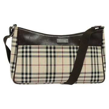 BURBERRY Nova Check Shoulder Bag Canvas Beige Silver Auth BA2560
