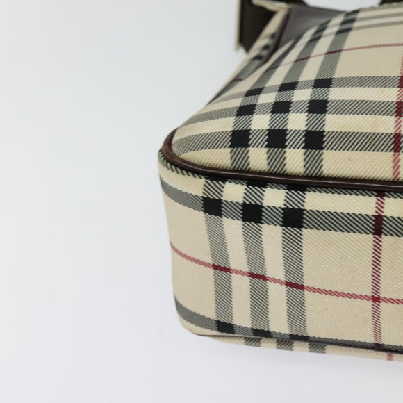 BURBERRY Nova Check Shoulder Bag Canvas Beige Silver Auth BA2560