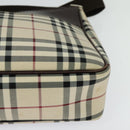 BURBERRY Nova Check Shoulder Bag Canvas Beige Silver Auth BA2560-11