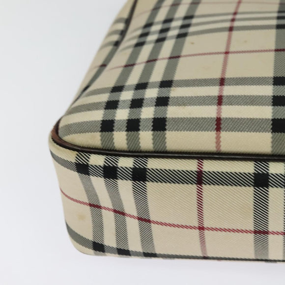 BURBERRY Nova Check Shoulder Bag Canvas Beige Silver Auth BA2560