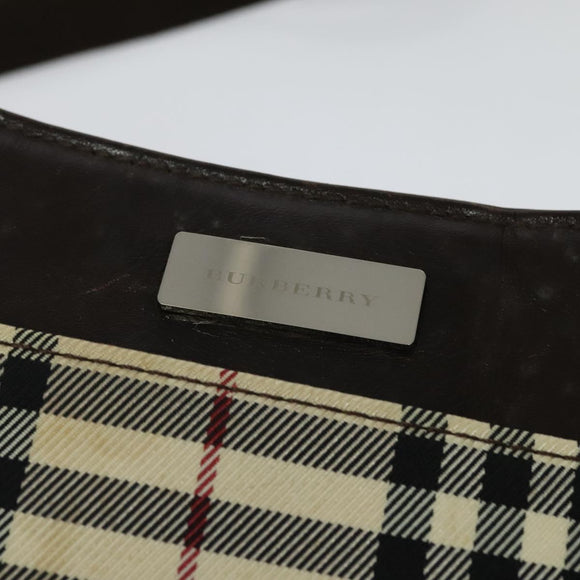 BURBERRY Nova Check Shoulder Bag Canvas Beige Silver Auth BA2560
