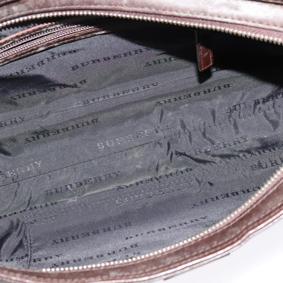 BURBERRY Nova Check Shoulder Bag Canvas Beige Silver Auth BA2560