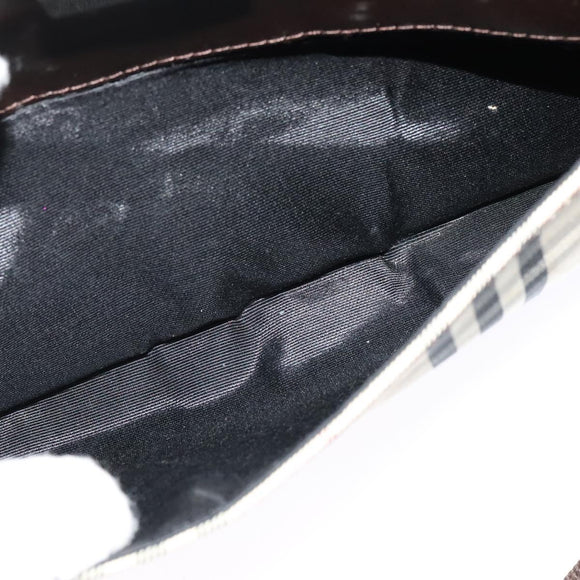 BURBERRY Nova Check Shoulder Bag Canvas Beige Silver Auth BA2560