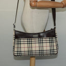 BURBERRY Nova Check Shoulder Bag Canvas Beige Silver Auth BA2560-20