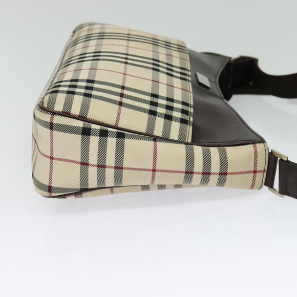 BURBERRY Nova Check Shoulder Bag Canvas Beige Silver Auth BA2560