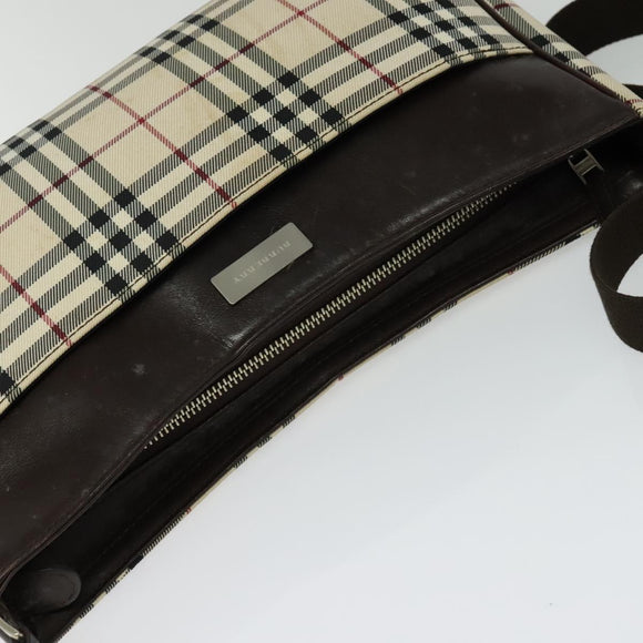 BURBERRY Nova Check Shoulder Bag Canvas Beige Silver Auth BA2560
