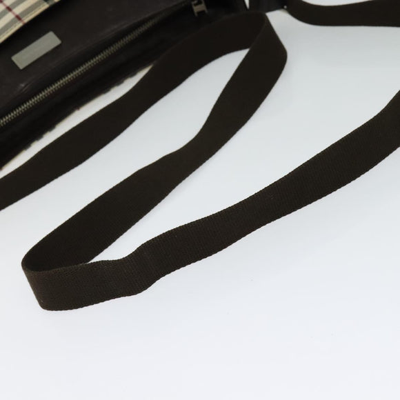 BURBERRY Nova Check Shoulder Bag Canvas Beige Silver Auth BA2560