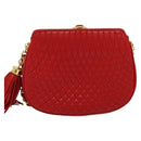 BALLY Chain Shoulder Bag Leather Red Gold Auth BA2568-2