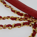 BALLY Chain Shoulder Bag Leather Red Gold Auth BA2568-9
