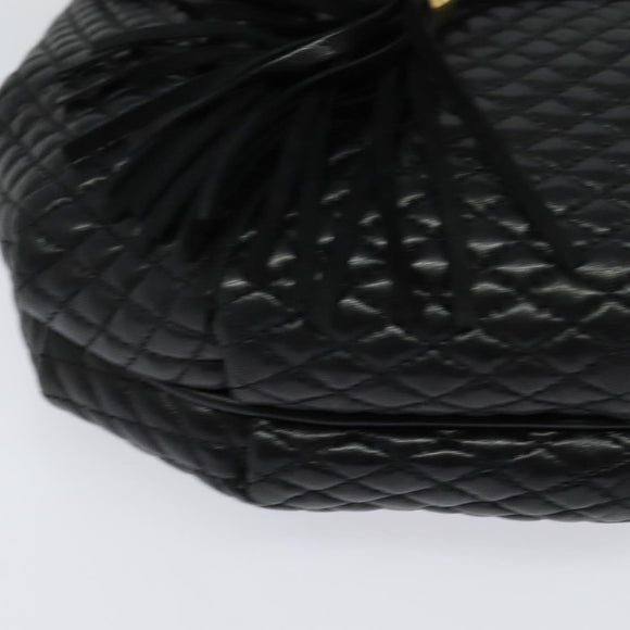 BALLY Chain Shoulder Bag Leather Black Gold Auth BA2569