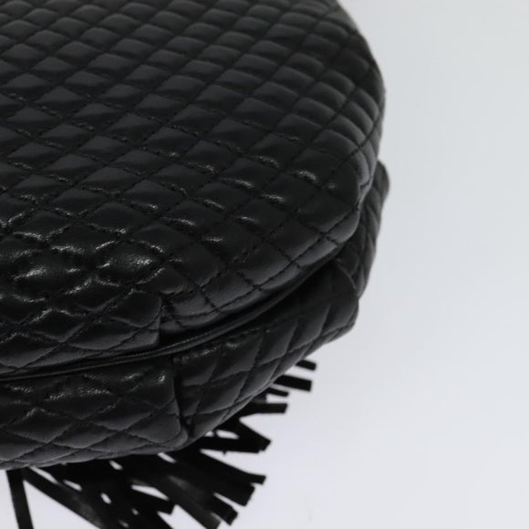 BALLY Chain Shoulder Bag Leather Black Gold Auth BA2569