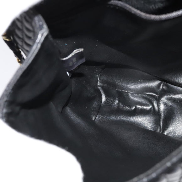 BALLY Chain Shoulder Bag Leather Black Gold Auth BA2569