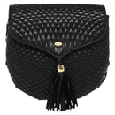 BALLY Chain Shoulder Bag Leather Black Gold Auth BA2569-13