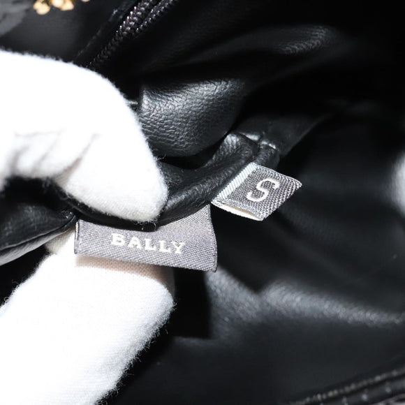 BALLY Chain Shoulder Bag Leather Black Gold Auth BA2569