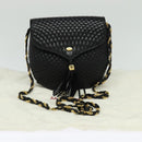 BALLY Chain Shoulder Bag Leather Black Gold Auth BA2569-12