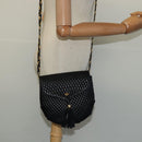 BALLY Chain Shoulder Bag Leather Black Gold Auth BA2569-24