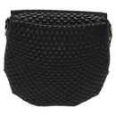 BALLY Chain Shoulder Bag Leather Black Gold Auth BA2569-2