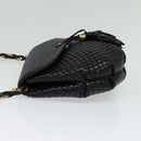 BALLY Chain Shoulder Bag Leather Black Gold Auth BA2569-3