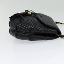 BALLY Chain Shoulder Bag Leather Black Gold Auth BA2569-4