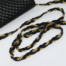 BALLY Chain Shoulder Bag Leather Black Gold Auth BA2569-7