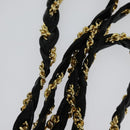 BALLY Chain Shoulder Bag Leather Black Gold Auth BA2569-8