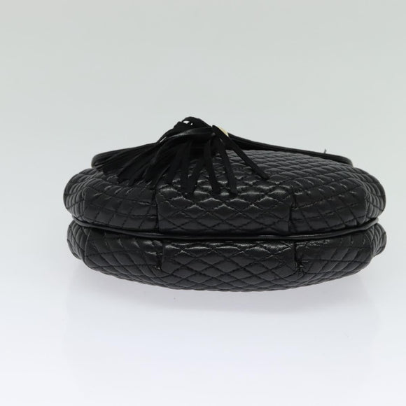 BALLY Chain Shoulder Bag Leather Black Gold Auth BA2569