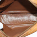 CELINE Shoulder Bag Leather Khaki Gold Auth BA2573-16