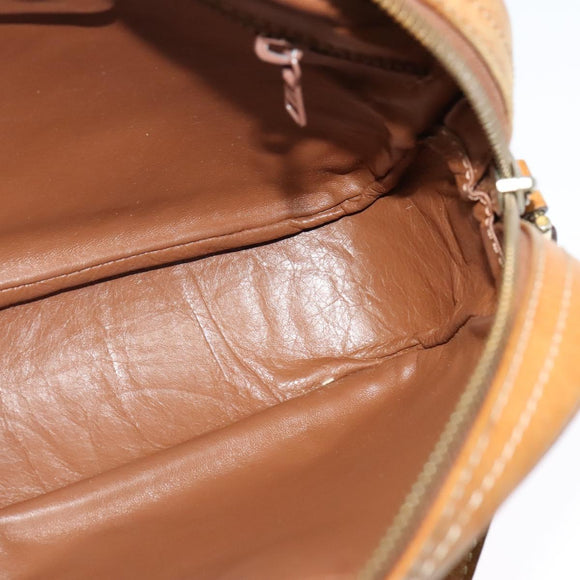 CELINE Shoulder Bag Leather Khaki Gold Auth BA2573