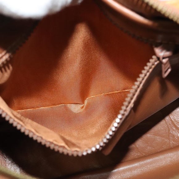 CELINE Shoulder Bag Leather Khaki Gold Auth BA2573