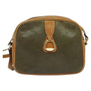 CELINE Shoulder Bag Leather Khaki Gold Auth BA2573-2