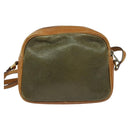 CELINE Shoulder Bag Leather Khaki Gold Auth BA2573-3
