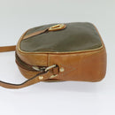 CELINE Shoulder Bag Leather Khaki Gold Auth BA2573-4