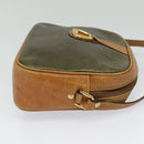 CELINE Shoulder Bag Leather Khaki Gold Auth BA2573-5