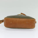 CELINE Shoulder Bag Leather Khaki Gold Auth BA2573-5