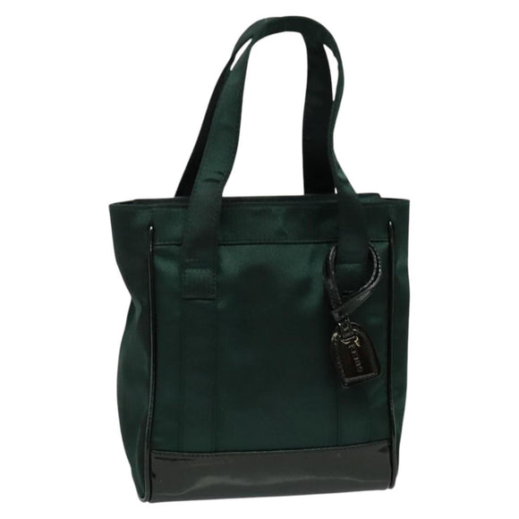 GUCCI Hand Bag Satin Khaki Silver 000 2854 0500 5 Auth BA2579