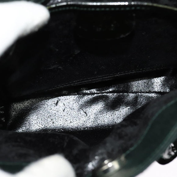 GUCCI Hand Bag Satin Khaki Silver 000 2854 0500 5 Auth BA2579