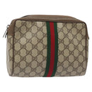 GUCCI GG Supreme Web Sherry Line Clutch Bag PVC Beige 89 01 012 Auth BA2580-1