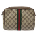 GUCCI GG Supreme Web Sherry Line Clutch Bag PVC Beige 89 01 012 Auth BA2580-2