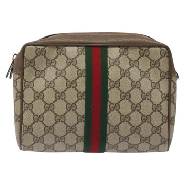 GUCCI GG Supreme Web Sherry Line Clutch Bag PVC Beige 89 01 012 Auth BA2580 - 0