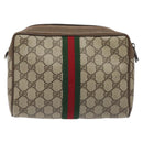 GUCCI GG Supreme Web Sherry Line Clutch Bag PVC Beige 89 01 012 Auth BA2580-3